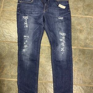 Express Blue Jeggings with Distressed Details